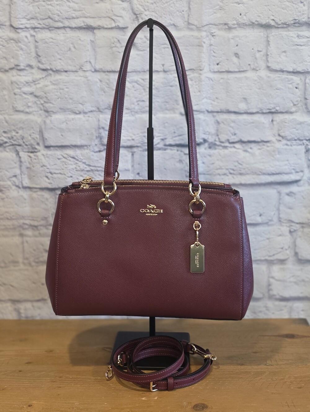 Coach Etta Carryall in Burgundy Pebble Leather (76938)